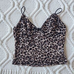 Leopard Print Lace Crop Top Size M